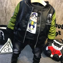 Зимняя плюшевая куртка для мальчиков+ плюшевый свитер+ плисовые джинсы, комплект из 3 предметов, детская одежда, костюм для мальчиков ясельного возраста, комплект одежды для мальчиков 2-6 лет