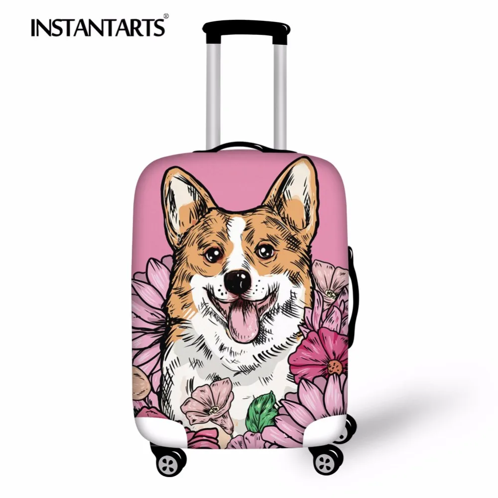 

INSTANTARTS Cute Puppy Dog Print Travel Suitcase Elastic Cover Welsh Corgi Luggage Protective Cover Thicken Case Bag 18-30 Inch