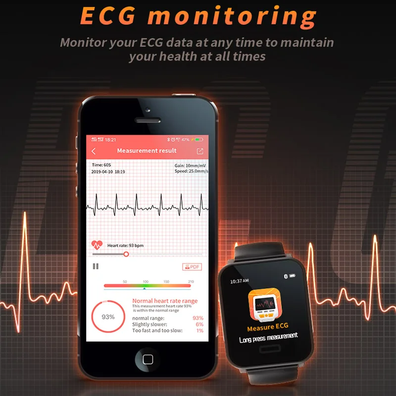 Letike E33 Смарт-часы с монитором сердечного ритма ЭКГ кровяное давление IP67 Водонепроницаемый фитнес-трекер Wrisatband спортивные Смарт-часы