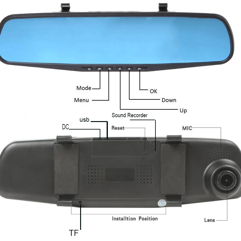 1080P двойной объектив Автомобильный видеорегистратор с функцией ночного видения камера заднего вида регистратор зеркало цифровой видеорегистратор авто видеокамера видеорегистратор