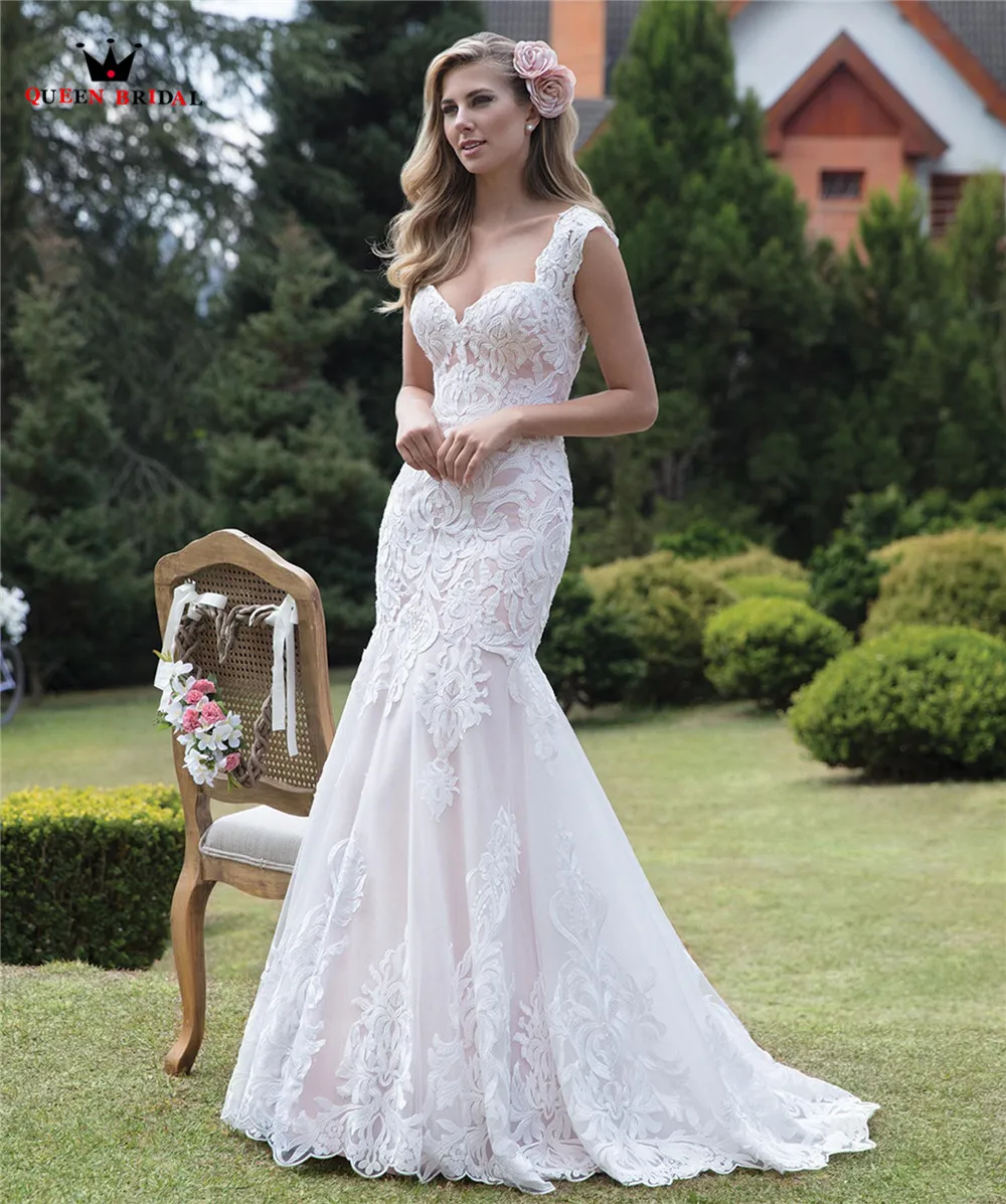 

Custom Made Mermaid Open Backless Tulle Lace Appliques Sexy Luxury Simple Wedding Dresses Vestido de Noiva 2019 WH57