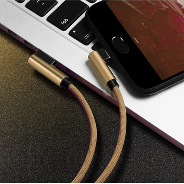 REZ Тип-C кабель 90 градусов быстрая зарядка USB кабель L Форма данных шнур Зарядное устройство для samsung S9 плюс xiaomi huawei P10 P9 - Цвет: Gold