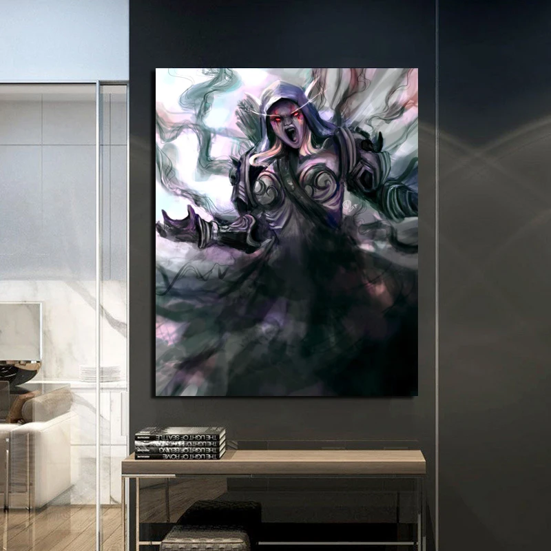 

World Of Warcrafts Lady Sylvanas Banshee Queen Canvas Painting Print Living Room Home Decor Modern Wall Art Oil Painting Posters