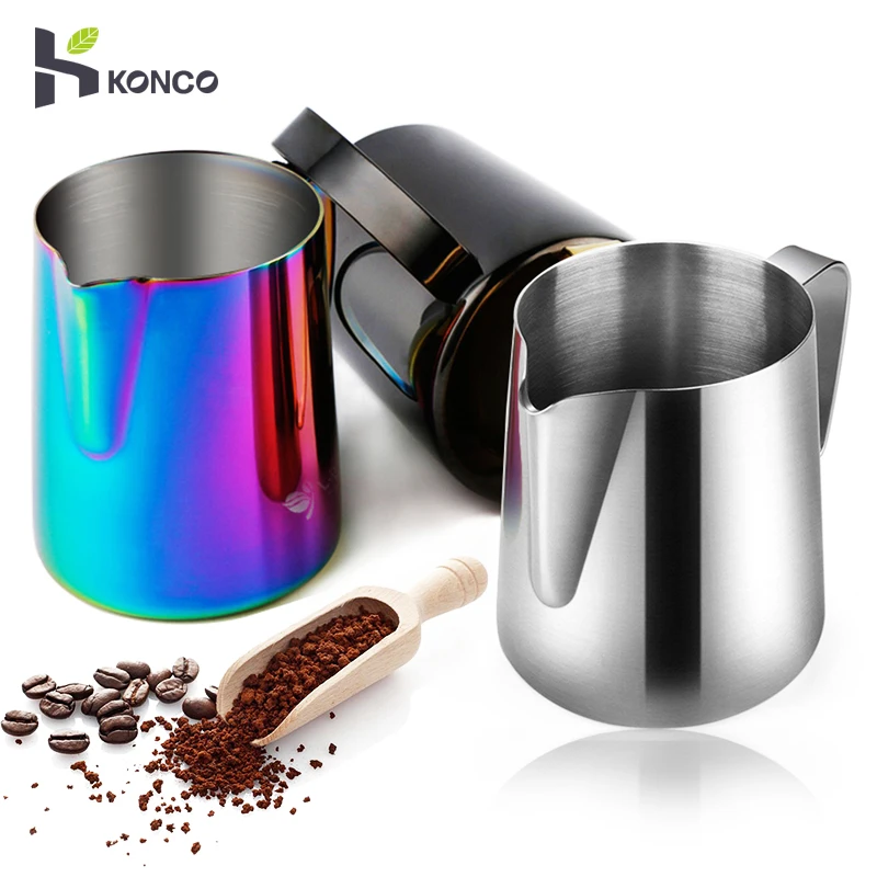 

Stainless Steel Milk Frothing Pitcher Perfect for Espresso Machines Milk Frothers Latte Art Milk Jug Coffee Steaming Pitcher