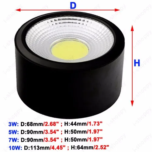 Затемнения/не 3 Вт/5 Вт/7 Вт/10 Вт светодиодный потолочный светильник новый COB чипсет вниз лампа цилиндр черный/серебристый/белый корпус