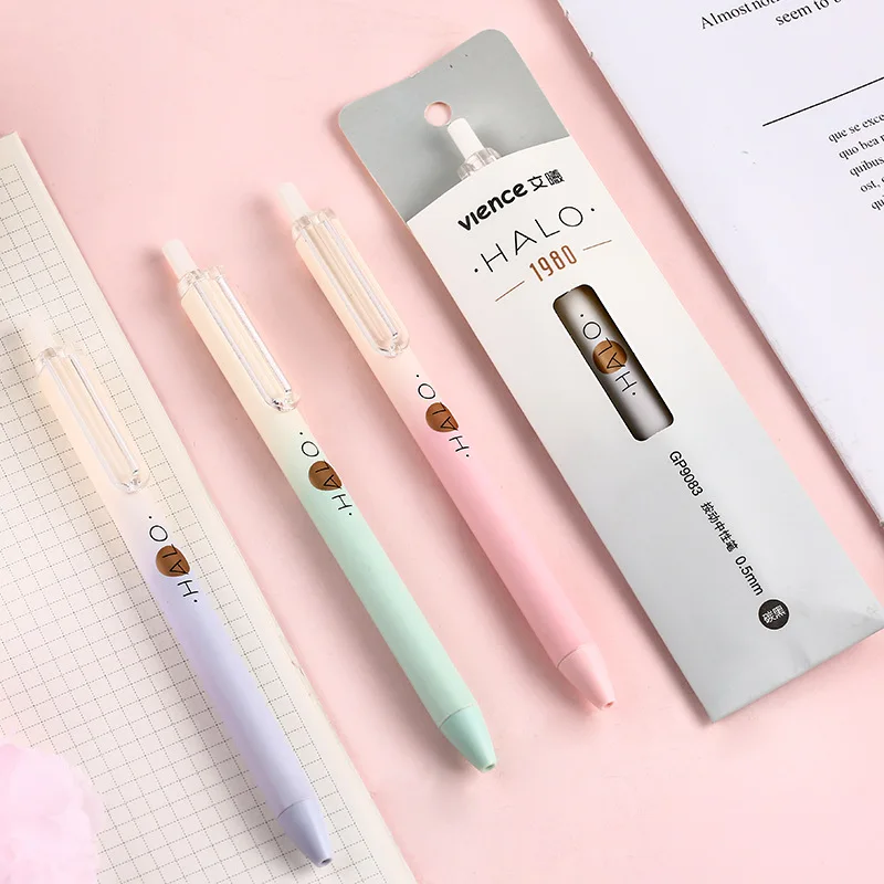 

4PC Cute Candy Color Pens Novelty Press Gel Pens 0.5mm Kawaii Neutral Pens For Kids Girls Gift School Office Supplies Stationery