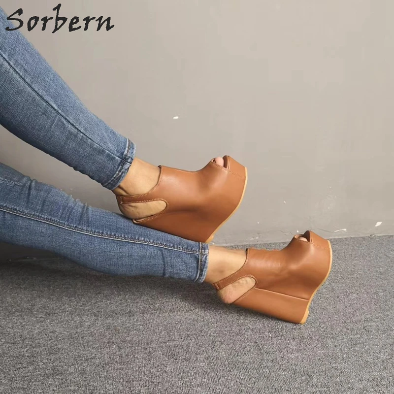 Sorbern Fashion Slingbacks Wedge Sandal Platform Summer Wedges Shoes For Women Ladies Open Toe Heals For Women Size 5-15