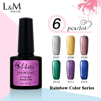 

6pcs UV Gel Brand Gelartist High Quality Colorful Rainbow Gel Nail Polish Soak Off UV Nail Gel 12 color for choose