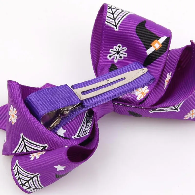 Bow Girl Hairpins Print Infant Hairbands Cartoon Head Band Halloween Gift Handmade Headband Girls Hairpin Kids Baby Hair Clips (4)