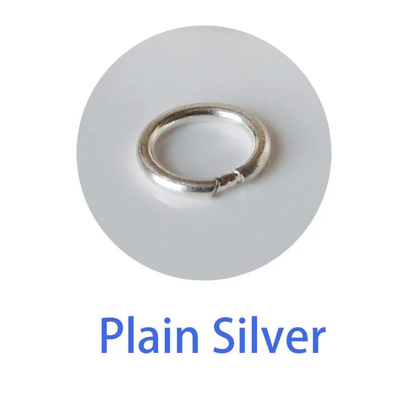 Твердые 925 пробы серебряные закрытые прыжки кольца, 1 шт - Цвет: Plain Silver