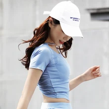 Женские спортивные топы, сексуальные короткие рубашки для йоги, быстросохнущие фитнес-топы, спортивные костюмы, эластичные спортивные тугие рубашки для бега