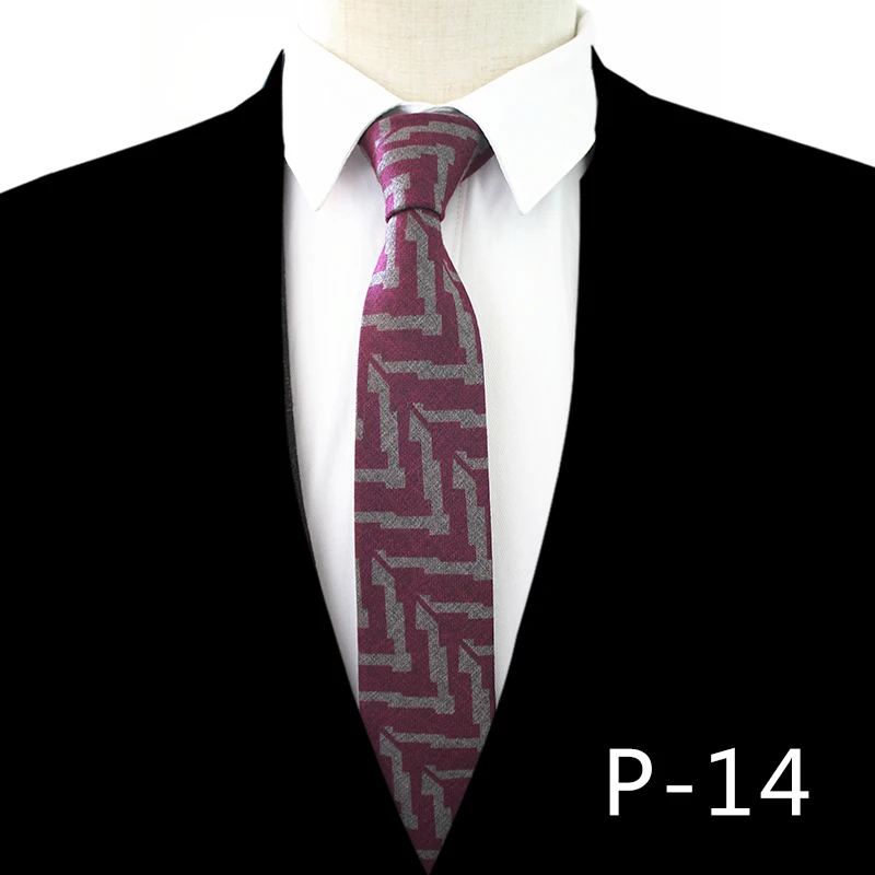 Модный мужской шерстяной хлопковый Полосатый Узкий галстук 6 см, Узкий Тонкий галстук для мужчин, повседневные Свадебные деловые галстуки gravatas - Color: P-14