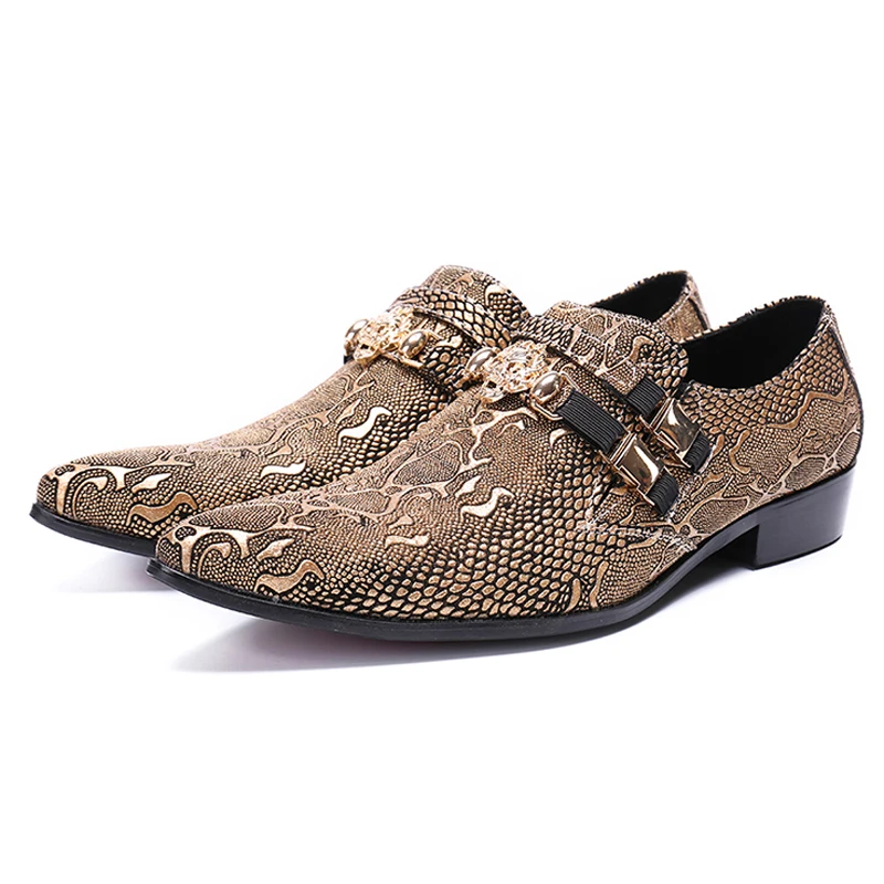 Plus Sapatos Toe Apontou Python Dos Homem Loafers Homens Couro Em Designer Sl495 Padrão Genuíno Italiano Casuais Ouro Deslizamento Dourado Size Banquete Partido TxqtrwIfT