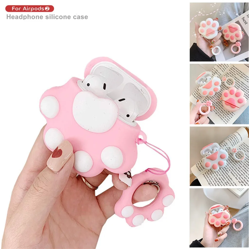 

Earphone Cover Protective Silicone Case for Apple for Air pods Cute Dog Design with Key Ring L704