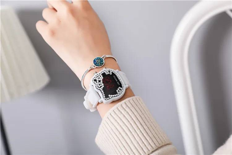 Hello kitty часы с героями мультфильмов детские спортивные наручные часы для девочек детские светодиодные цифровые бриллиантовые Наручные часы Nina Reloj Nino часы