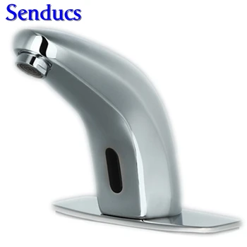 

Water Saving Basin Faucet Chrome Cast Battery Power Automatic Infrared Sensor Cold Faucet Touch Free Faucets Mixer Water