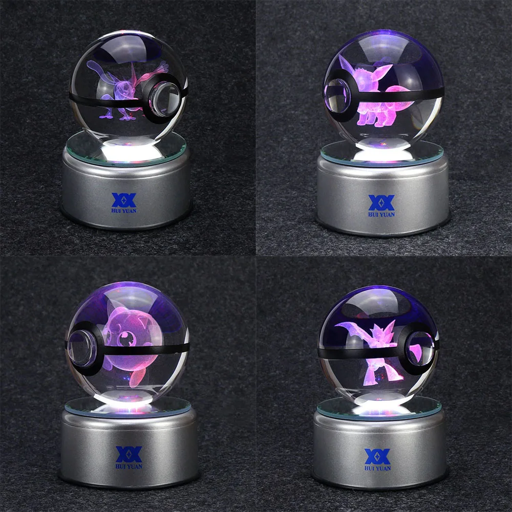 Kaufen Mewtu 3D Kristallkugel Pokemon Go Licht Glaskugel Gravur Runde Mit Schwarze Linie Ball LED Bunte Basis Kind der geschenk