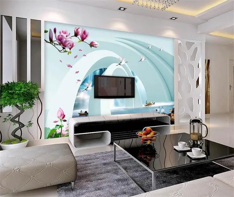 Custom photo 3d wallpaper Non-woven mural flowers Falls birds decoration painting wall murals for living room | Обустройство дома