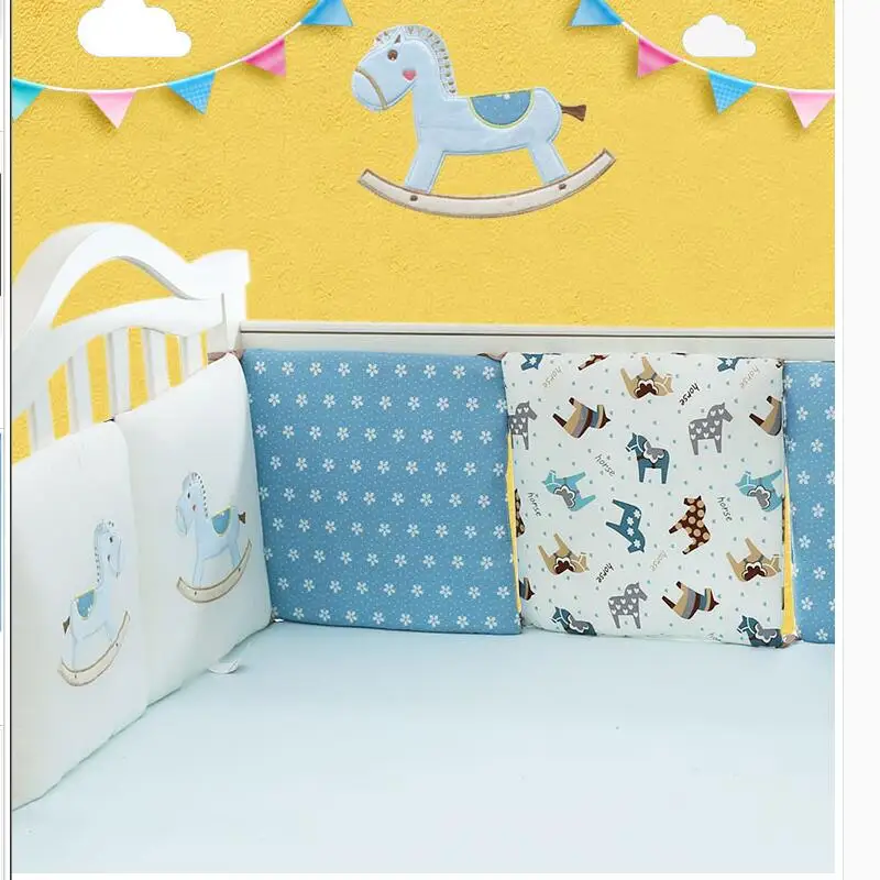 

6Pcs Cotton Print Baby Cot Crib Bumper Baby Breathable Universal Anti-collision Protector Bed Surrounding Kit Bedding Supplies