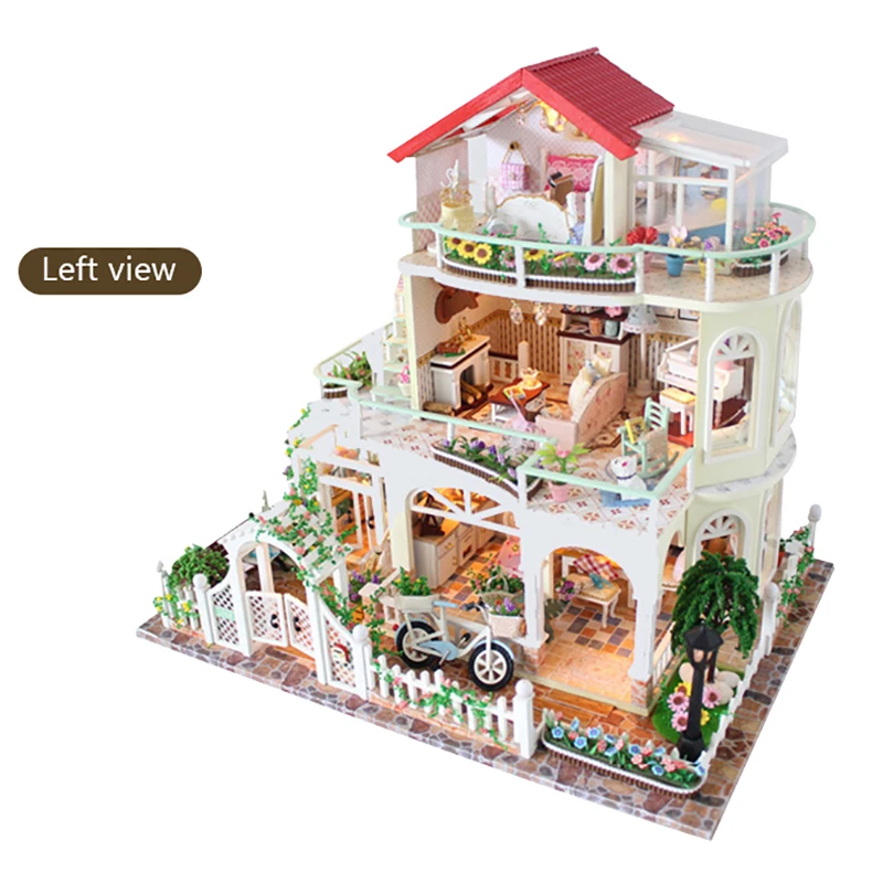 DIY Doll House Christmas Gift Model Toys For Everlasting Light Dollhouse Mini Building Minature Crafts Home Decorations 13845