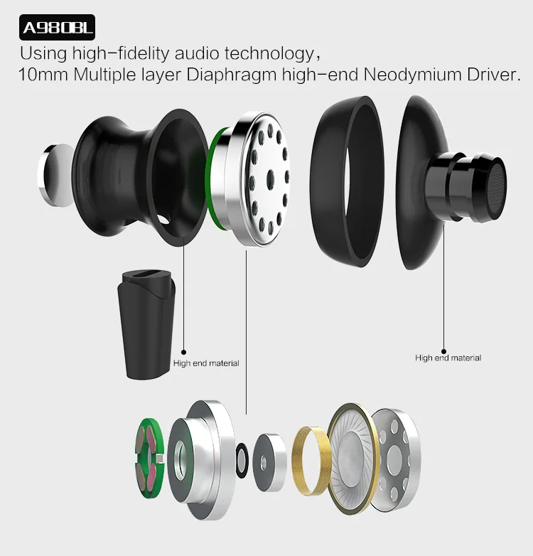 Awei A980BL Bluetooth earphone Wireless Headphones Surround sound Intelligent noise reduction