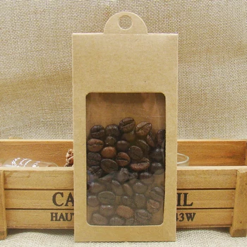 

50PCSnew kraft paper gift window box with hanger candy favor storage hanger box for cookies/dry fruit/coffe beads/wedding gifts