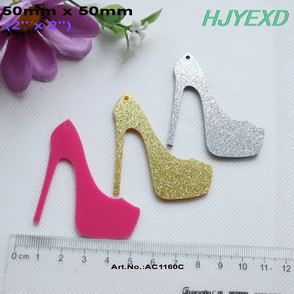

50mm Acrylic High Heel Shoes Earrings Gold Glitter, Silver Glitter, Hot Pink , Gold Mirror Laser Cut -AC1160