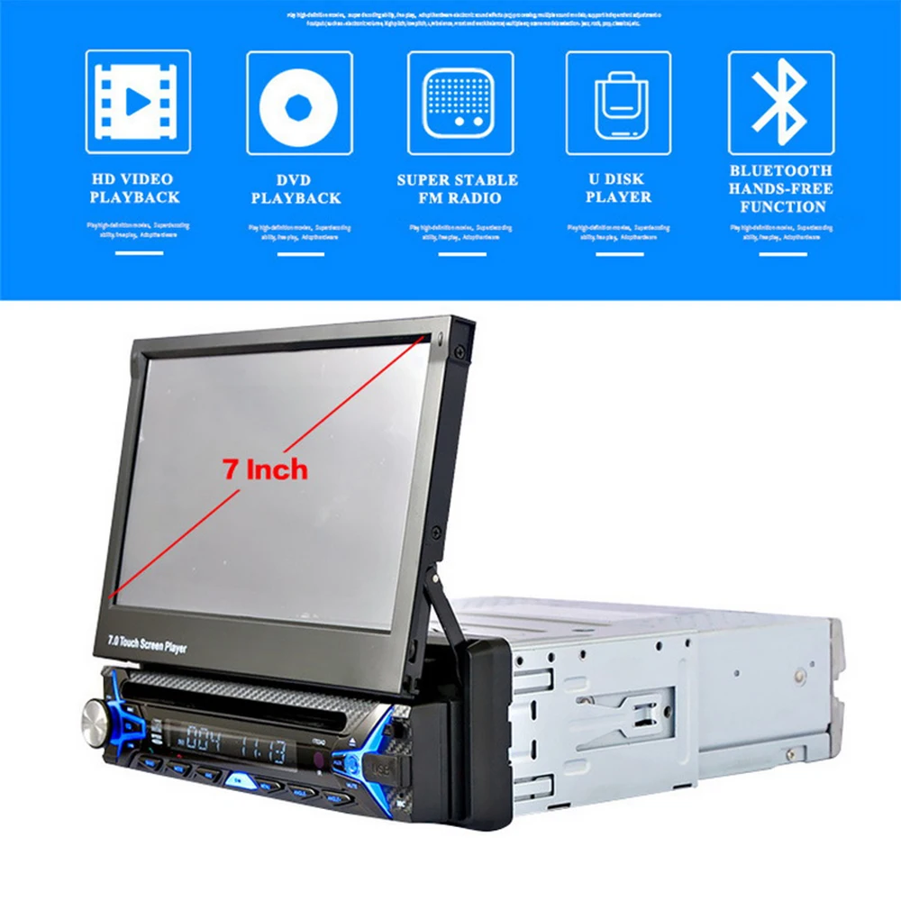 Excellent Auto Multimedia Autoradio 1 Din Car Video MP5 Player 7 Inch HD Touch Screen Bluetooth FM Radio European GPS Map USB Mirror link 7