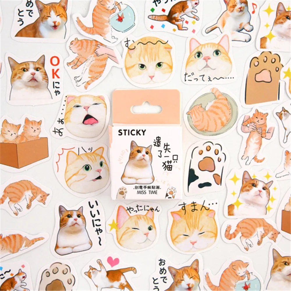 

Orange Lost A Cat Travel Stickers Set Notepads Decorative Note Stationery Sticker Scrapbooking Diary Album Stick Lable B030