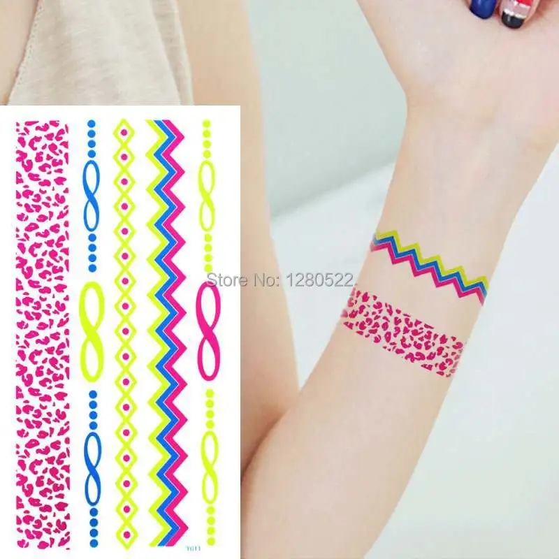 

2 sheets Fake Arm Chain Temporary Colorful Tattoo Sticker Rose Leopard Pattern Tatuagem Temporaria Tatuajes Metalicos