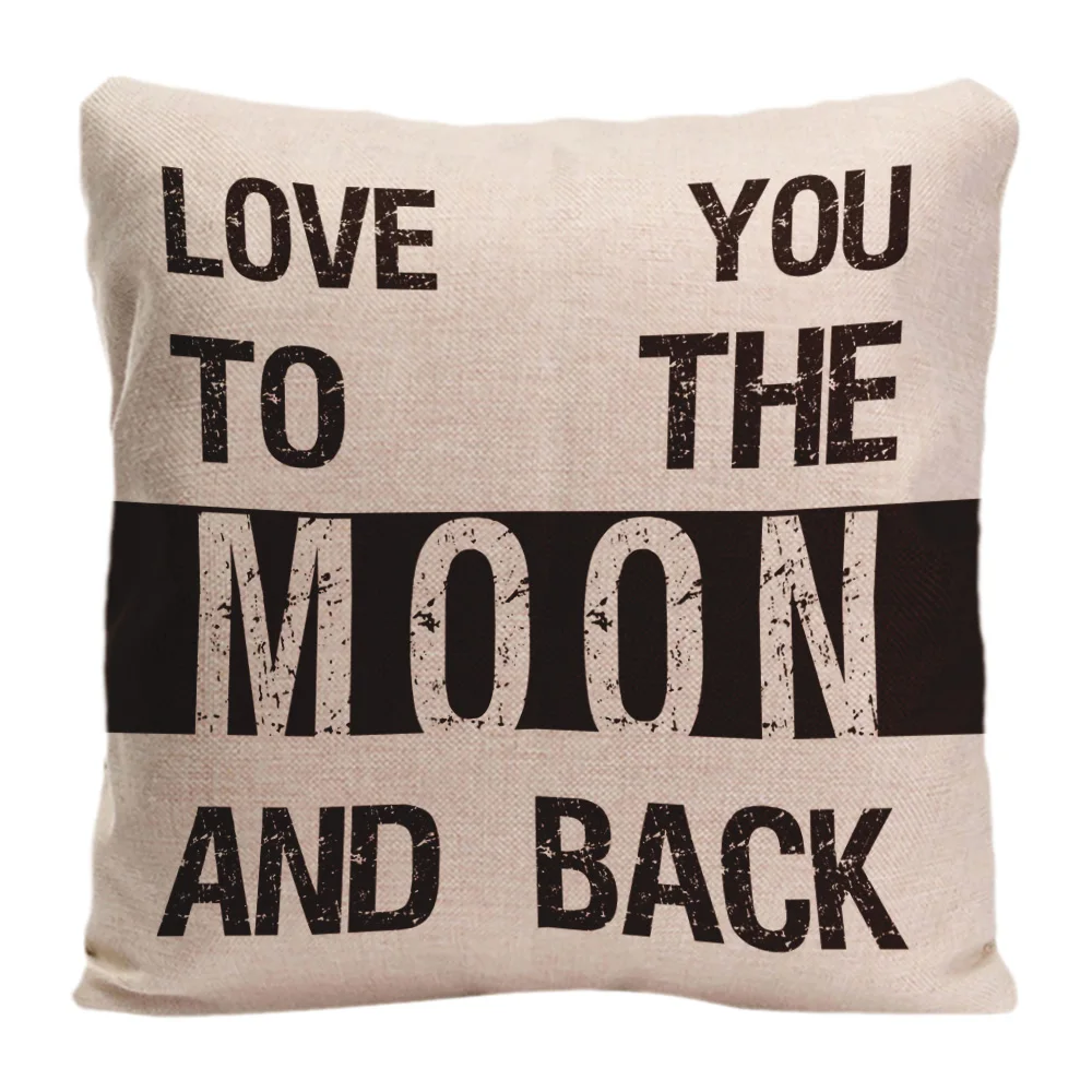 أنا أحبك إلى القمر و الظهر وسادة غطاء القطن الكتان جميلة الزفاف الديكور سيارة مكتب أريكة وسادة وسادة تغطي المنزل حالة