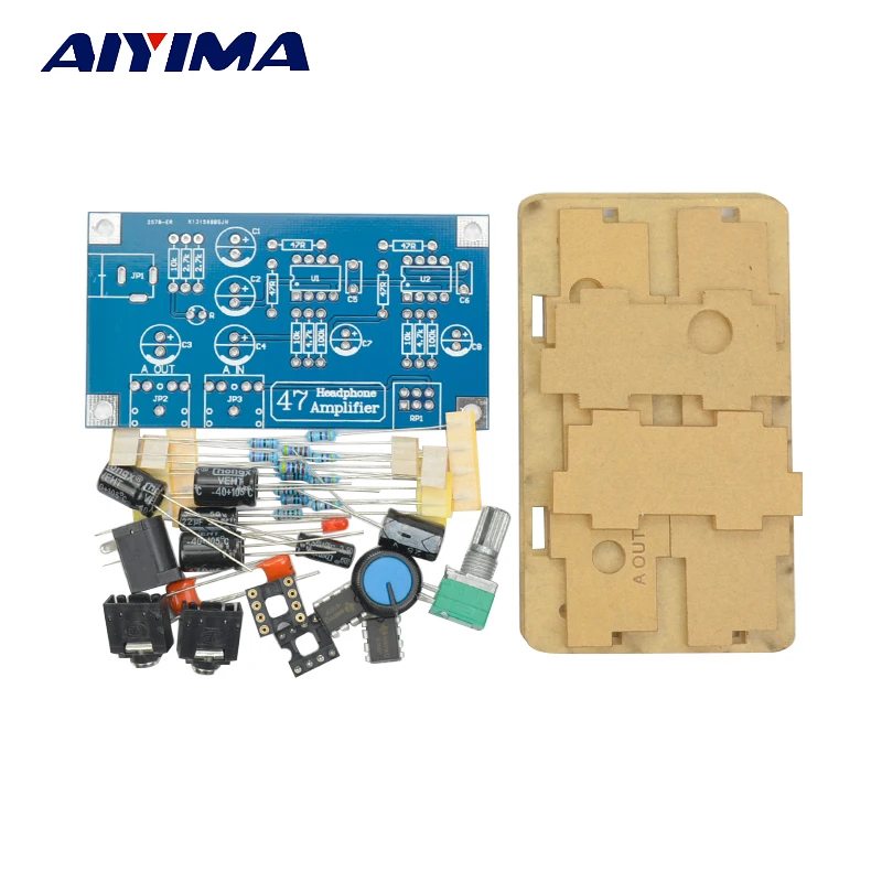 Aiyima Headphone Amplifier Audio Board Amplificador 47 Classic Headphone Amplifier DIY Kit with Case