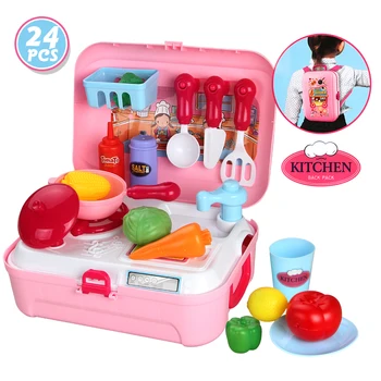 

Baby Miniature Kids Kitchen Toy Cooking Playset Pretend Play Cutting Vegetable Educational Toy For Gift Kids Children Girls Game