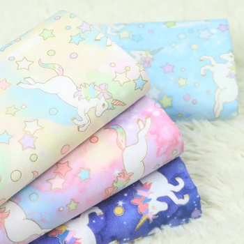 

half yard import cartoon unicorn print fabric, 100% cotton handmade DIY garment baby children cloth CR-A167