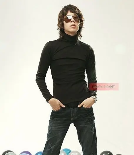 Male autumn and winter slim basic shirt turtleneck long-sleeve thermal underwear long johns solid color turtleneck sweater