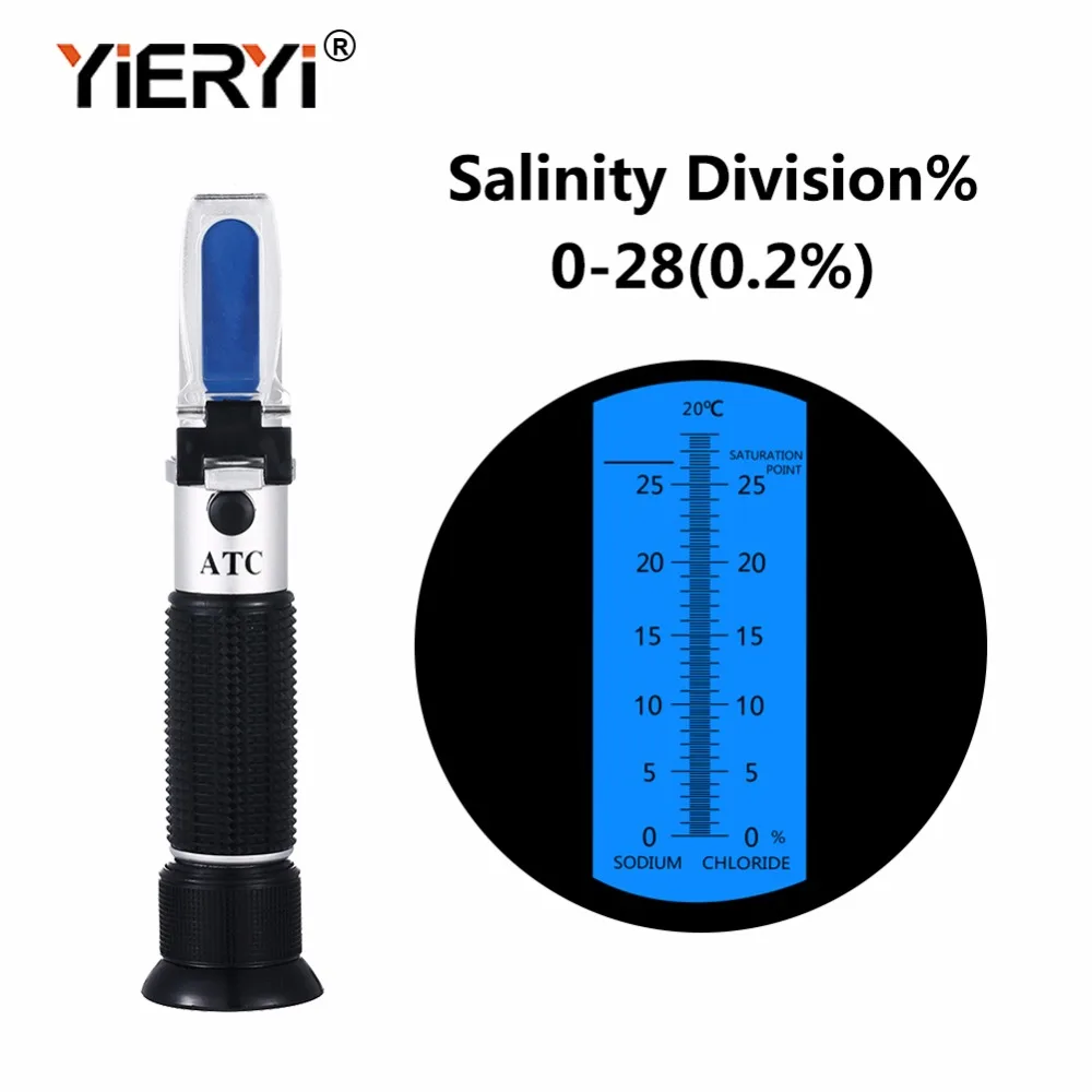 

yieryi RHS-28ATC 0-28% Sea Water Salt Refractometer 0-28 Food Sodium Chloride Mariculture Salinity Refractometer