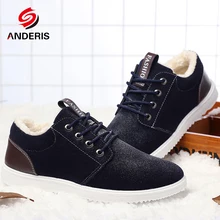 2017 Fashion Men Winter Snow Boots Suede Warm Boots Men’s Plush Fur Ankle boots Lace up Casual high top Shoes botas masculina