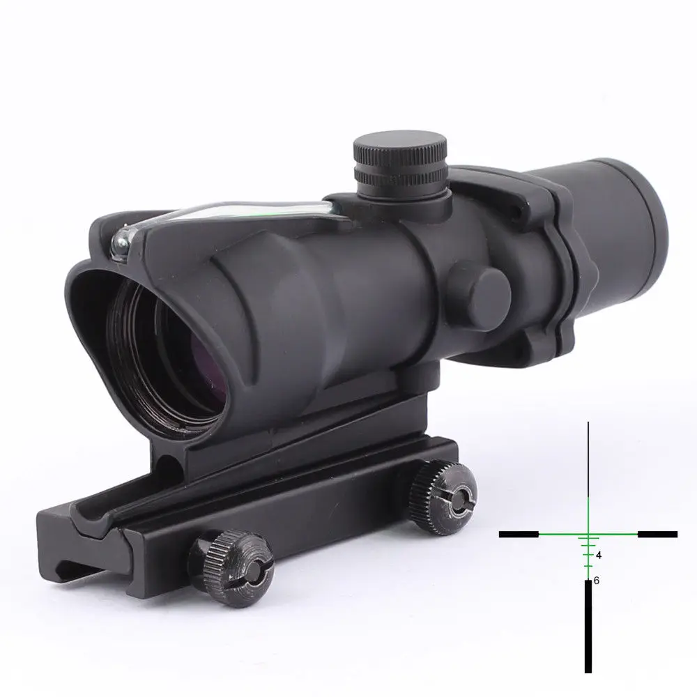 SEIGNEER ACOG Тип 1X32 тактический зеленый/Красный точка зрения настоящий волоконный оптический прицел с Пикатинни - Цвет: BK-GREEN