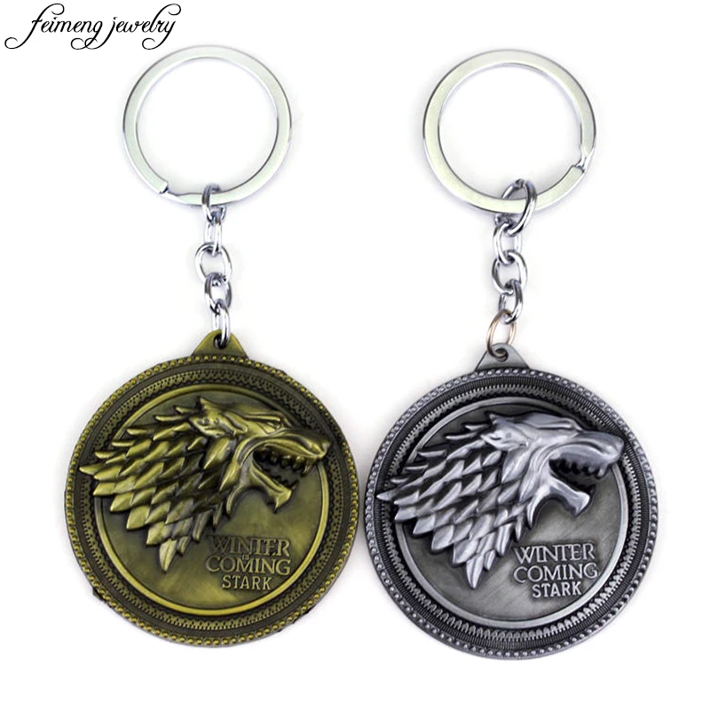 

Game Of Thrones Keychain Song of Ice and Fire Key Rings Daenerys Targaryen Dragon Keyring Stark Wolf Head Key Chain Chaveiro