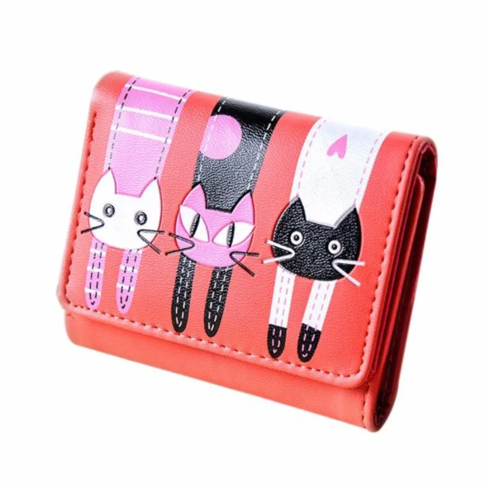 M Женский бумажник с кошкой, кожаный кошелек, держатель для кредитных карт, кошелек для денег для мужчин и женщин, модная сумочка 710
