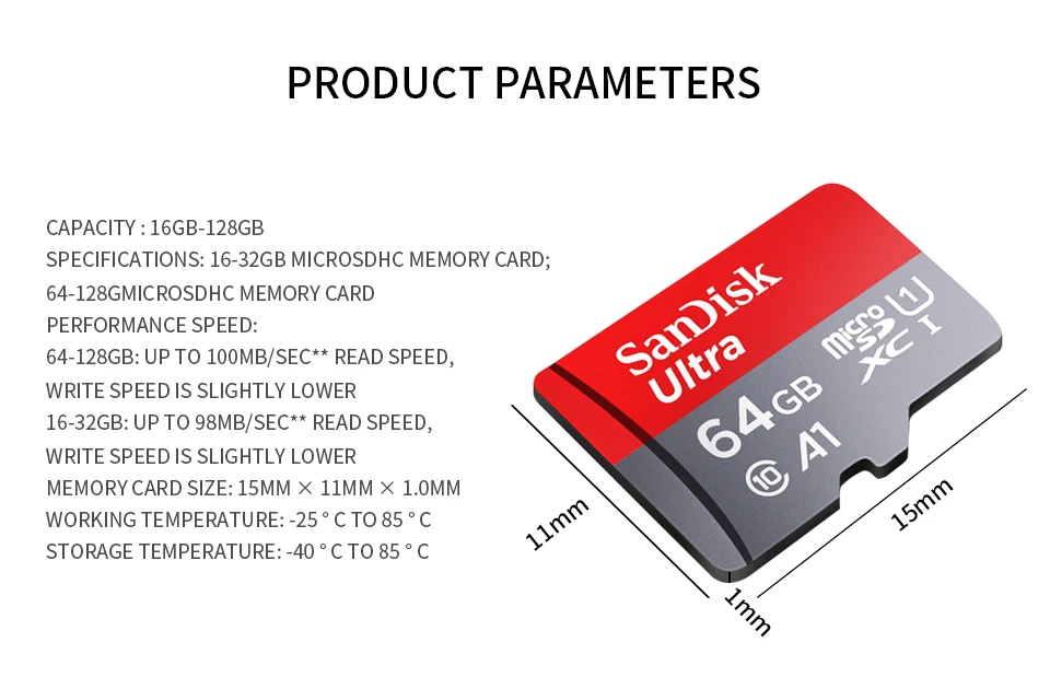 Оригинальная карта памяти SanDisk A1, 128 ГБ, 64 ГБ, 98 МБ/с./с, 32 ГБ, 16 ГБ, Micro sd карта, 256 ГБ, класс 10, флеш-карта памяти, Microsd, TF/sd карта s