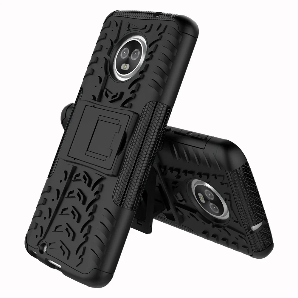 For Motorola Moto G6 Case Robot Armor Heavy Duty Hard Plastic Cover Silicone Rubber Kickstand