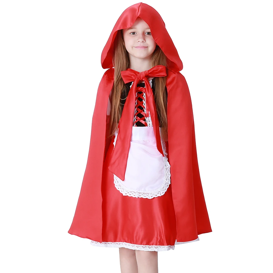 Little Red Riding Hood Costume Bambino Ragazze Halloween Fantasia Abito 