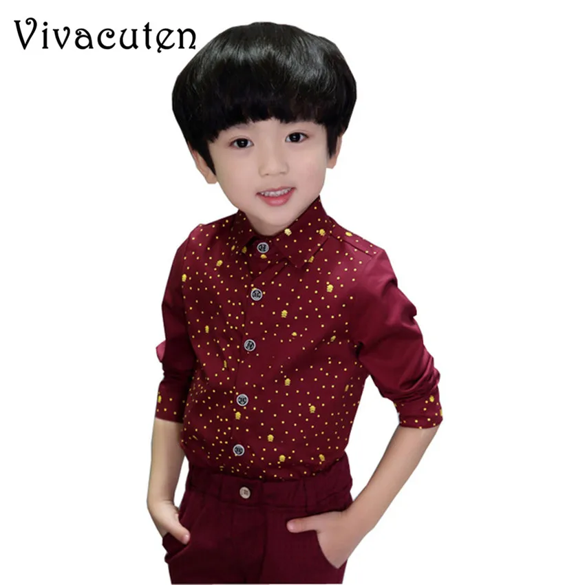 2018 New Boys Polka Dot Spring Dess Shirts Kids Autumn Wedding Outwear