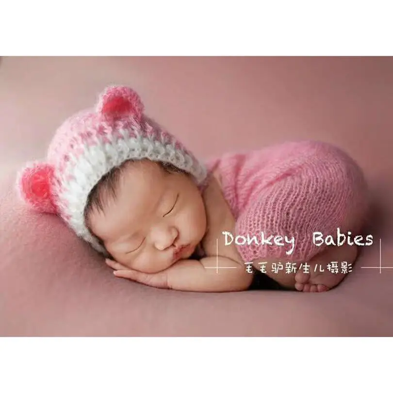Вязаный детский комбинезон для новорожденных, мохер, шапочка и комбинезон, комплект одежды, мягкая шляпа для фотографирования новорожденных, реквизит