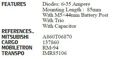 Новый HNROCK генератор выпрямителя 1260DE00 MIA8553 A860T06870 137860 RM 94 IMR85106|rectifier| |