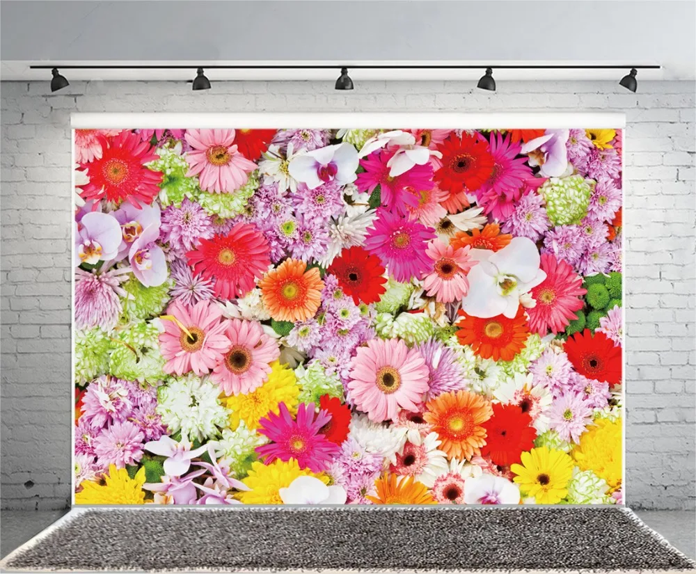 Laeacco Blooming Colorful Flowers Baby Newborn Party Photography Backgrounds Customized Photographic Backdrops For Photo Studio