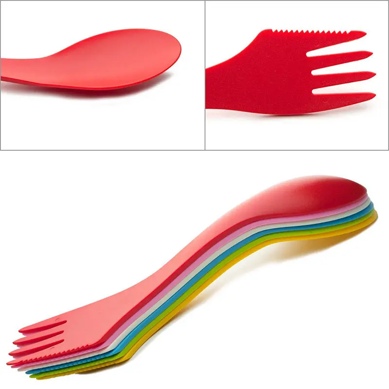 6Pcs 3 In 1 Spoon Fork Knife Combo Utensils Flatware 6 Color Heat Resistant Outdoor Camping Home Hiking Picnic Lunch Tableware (17)