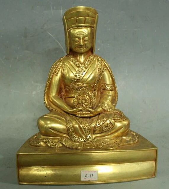 

R0720 Details about 9"Tibet Buddhism Temple Purple Bronze 24K Gold Kadampa guru Buddha Statue