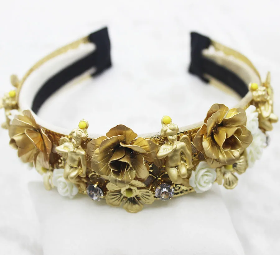 

Baroque Head Band Gold Headband 2019 Beauty Temperament Flowers for Bride Hair Accessories Princesses Party Headdress Hoop New